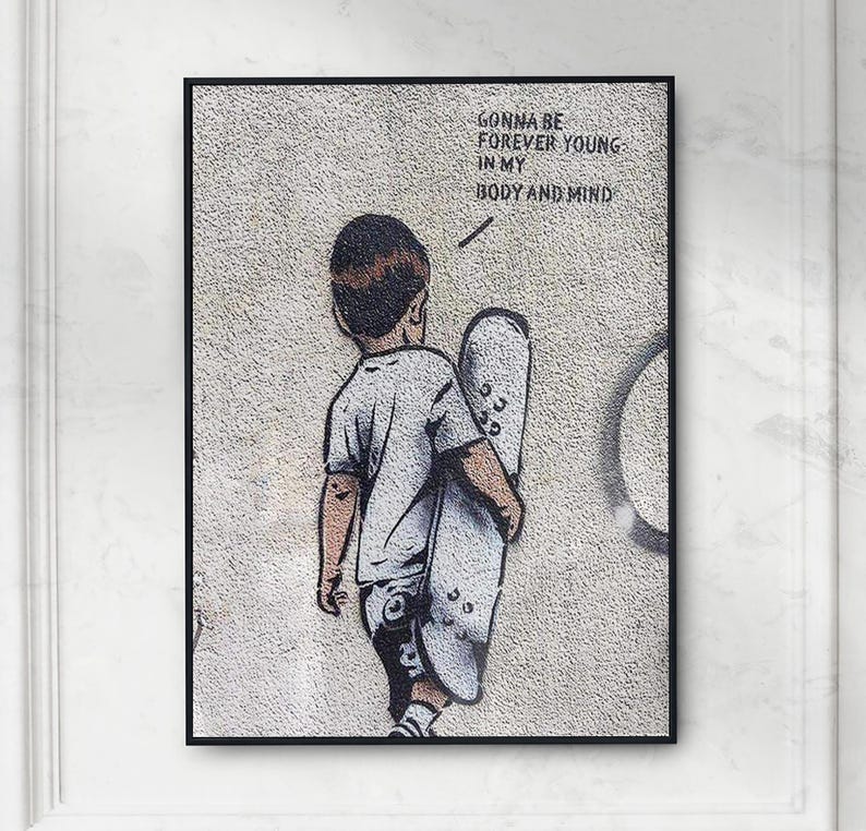 Banksy Street Wall Art, regalo per lui, arte murale moderna, stampabile, decorazione da parete per soggiorno, stampa di Banksy, decorazione da camera da letto, download digitali immagine 3
