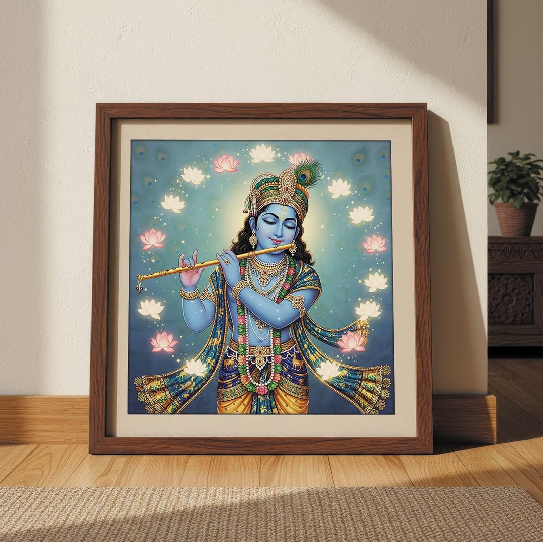 Indian Artwork Pichwai Krishna Wall Art Spiritual Indian Wall Decor ...