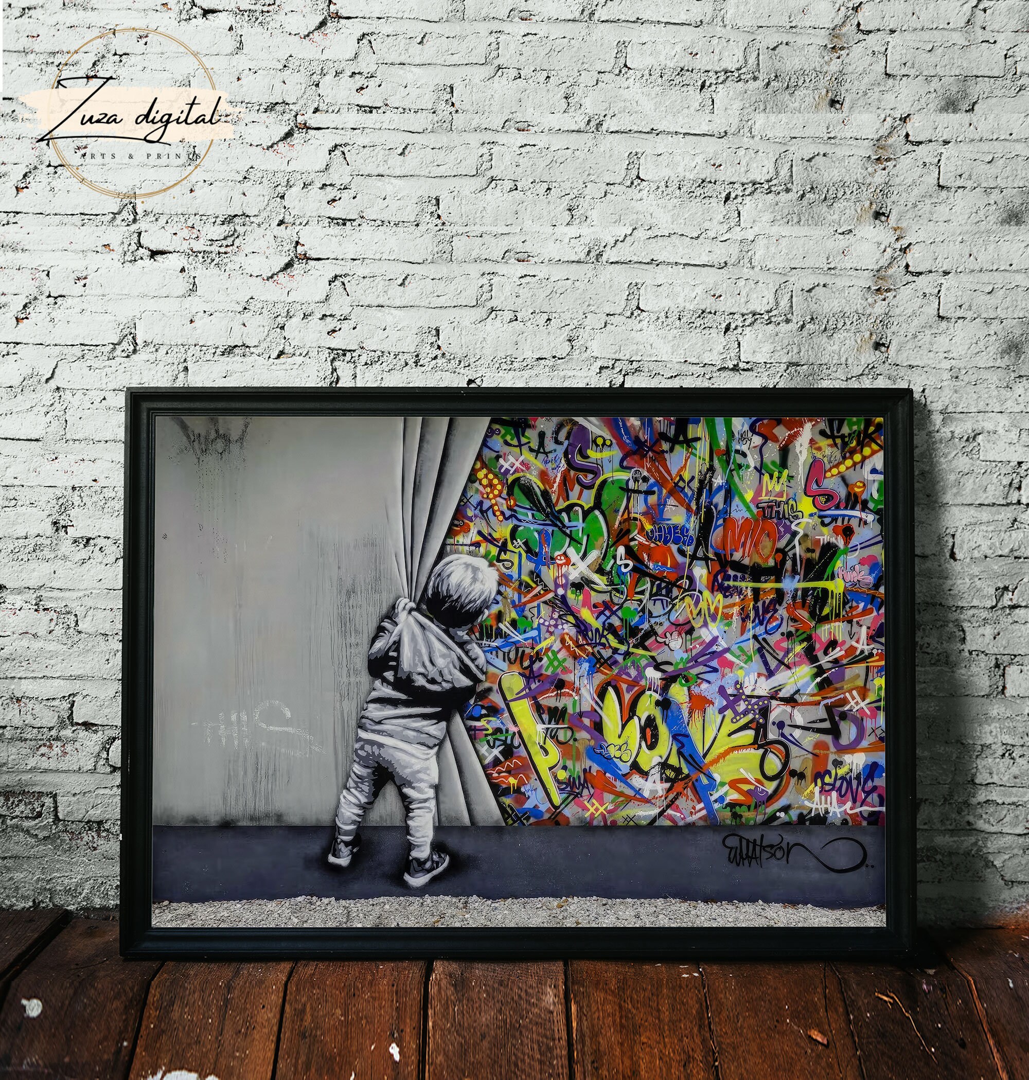 Printable Banksy Wall Art Behind the Curtain Digital Download