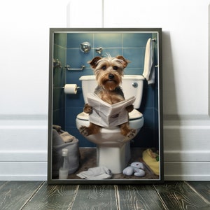 Dog Wall Art Printable Digital Download – Bathroom Decor, Quirky Animal Wall Art, Fun Bathroom Prints, Instant Download, Dog Lover Gift