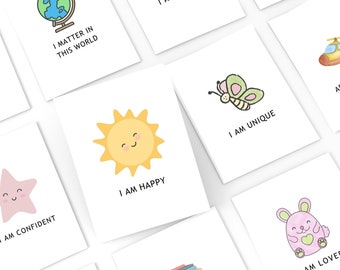 Printable Affirmation Cards For Kids Mental Health Encouragement Flash Cards Scripture Cards Daily Self Care Digital Downloads Printables