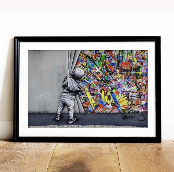 Printable Banksy Wall Art Behind the Curtain Digital Download