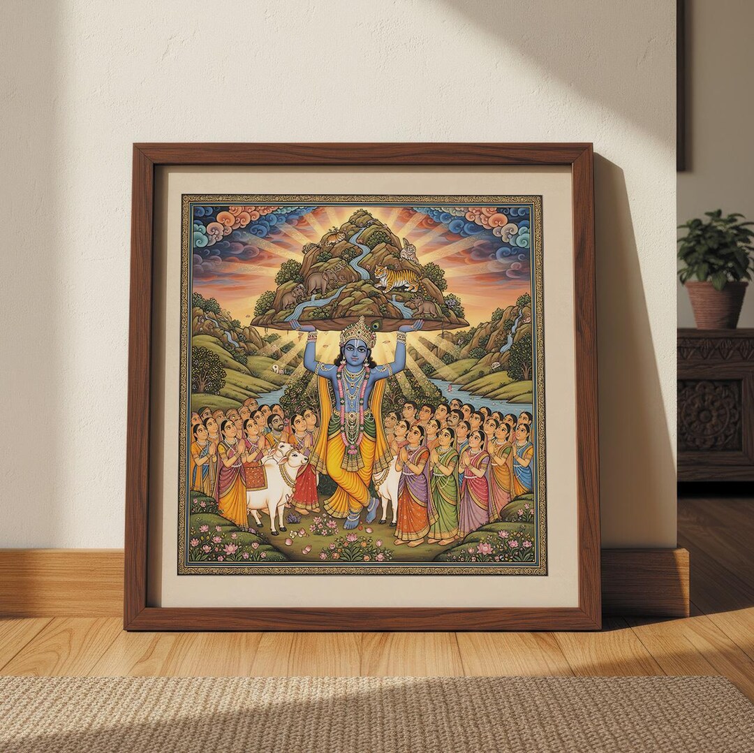 Indian Artwork Pichwai Krishna Wall Art Spiritual Indian Wall Decor ...