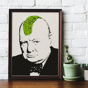 Impression numérique Winston Churchill Mohawk Banksy pour décoration murale suspendue, affiche murale imprimable Banksy, affiche murale pour téléchargement immédiat