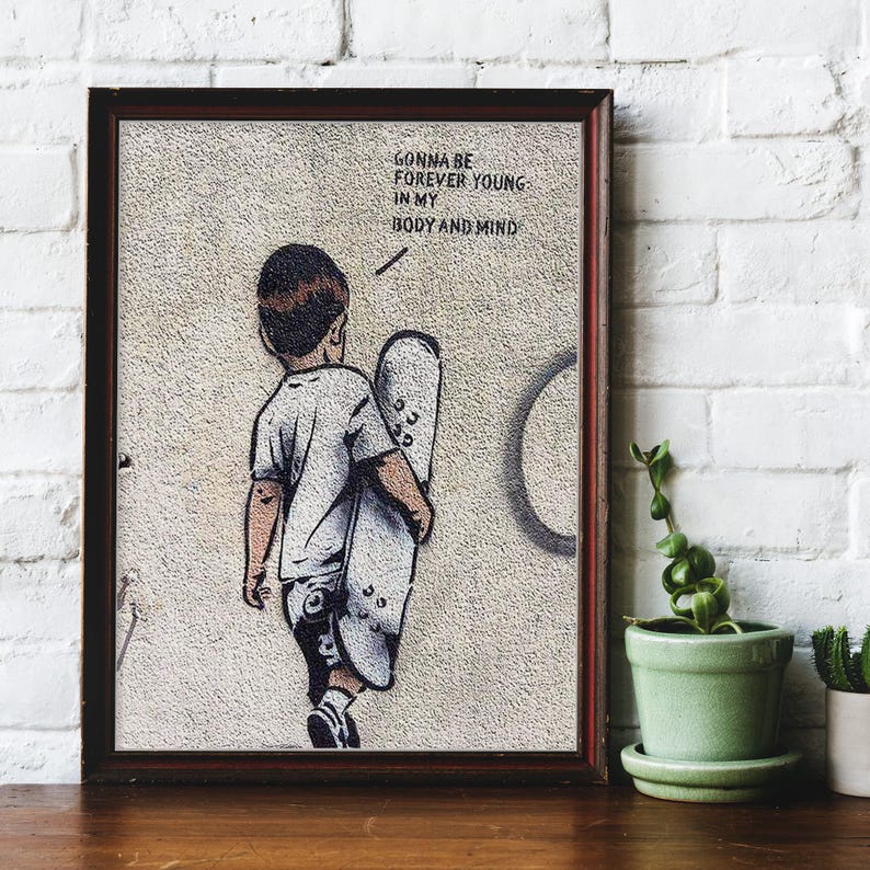 Banksy Street Wall Art, regalo per lui, arte murale moderna, stampabile, decorazione da parete per soggiorno, stampa di Banksy, decorazione da camera da letto, download digitali immagine 1