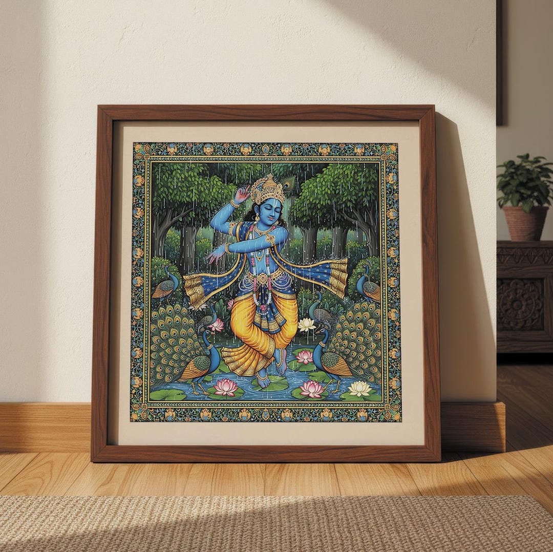Indian Artwork Pichwai Krishna Wall Art Spiritual Indian Wall Decor ...