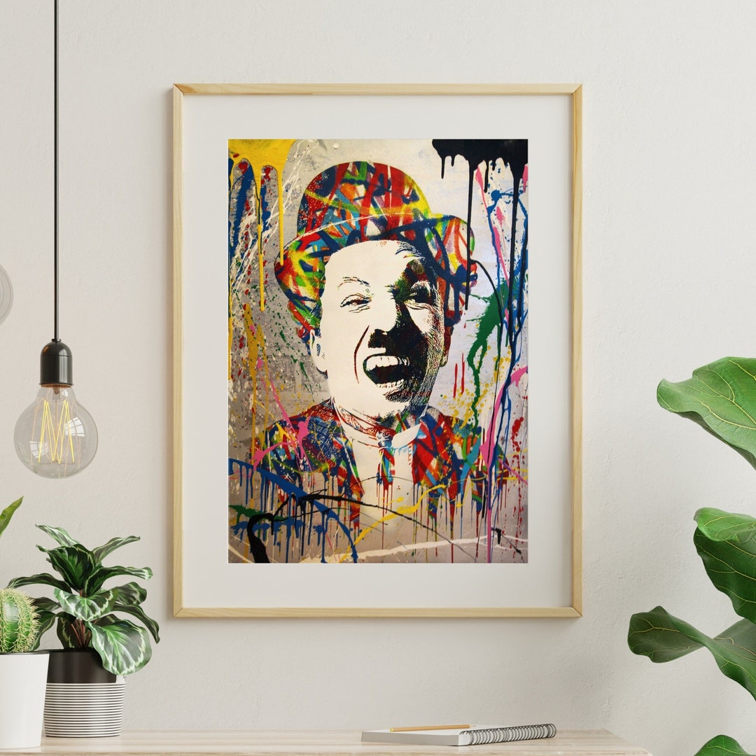 Banksy Charlie Chaplin Poster Street Art Painting Canvas Etsy