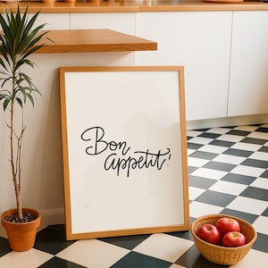 Bon Appetit Kitchen Wall Art Printable Typography Print Digital Download for Dining Room Decor or Cute Kitchen Gift for Mom or Cook