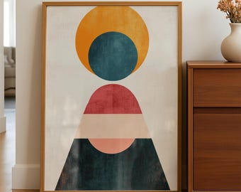 Minimalist Abstract Geometric Wall Art Printable Modern Art Digital Download for Home Decor Vintage-Style Mid-Century Modern Poster