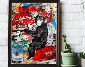 Banksy Monkey Wall Art Digital Download Urban Street