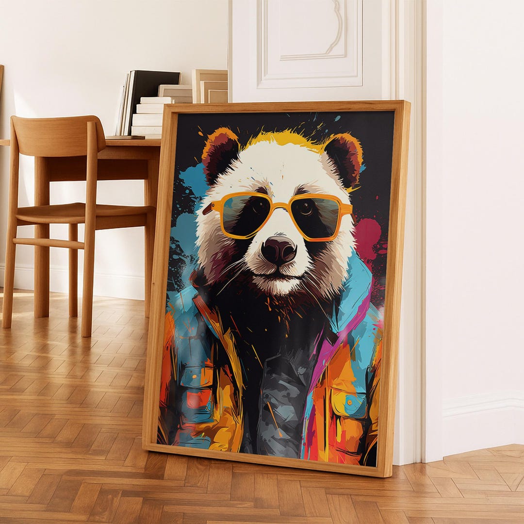 Animal Wall Art Panda Poster Abstract Print Printable Wall Art Digital ...