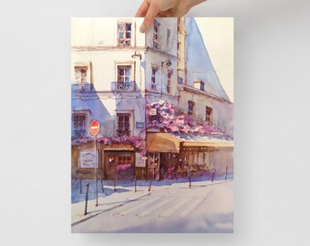 Paris Watercolor Print Parisian Street Poster Paris cafe Print Paris corner Poster France Fine Art Print