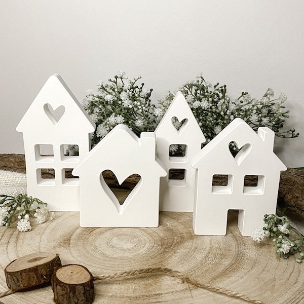 Raysin decorative house houses light houses with heart SET row of houses