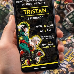 Editable Anime Birthday Invitation Template | Printable Birthday Card, Kids Party Template, Boys Invite, Anime Birthday Card