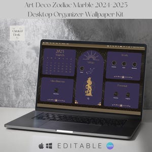 VOLL EDITIERBARE Art Deco Zodiac Desktop Organizer Kit mit 2024-2025 Kalender