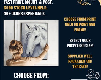 Horse Water Colour Print and Frame, Print Only, Mount, Horses, Equine gift, Equestrian, Stables office, Yard Office, Design, Gift, Unique,
