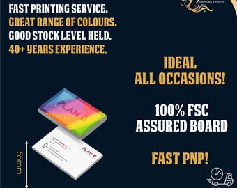 Business Card Printing service, 350gsm MATT coated board, single or double sided print, FREE corner rounding service, FAST PnP!