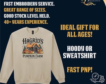 Harry Potter Theme, Hagrid Inspired, Potter Theme, Hoody; EMBROIDERED hoody, gift for her, gift for him, Christmas, XMAS, Birthday; etc
