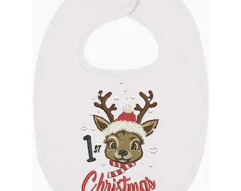 Embroidered Baby Bib, My First Christmas, Rudolph, Cute Baby Bib, Christmas Gift, Child, Perfect Gift!