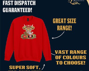 Festive Christmas Jumper, Matching Jumper, Parent and Child, Highland, Cow, Cute Jumper, Festive Jumper, Xmas Jumper, Mam, Dad, Child, fast!