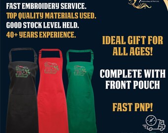 Christmas Apron, Festive apron, grandma apron, grandad apron, Embroidered Apron, Festive, Unique gift, stocking filler, fast PNP!