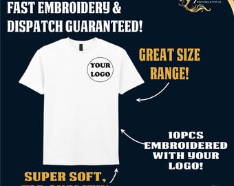 Embroidered Workwear Bundle, 10pk Tshirts, Job Lot, 100% Cotton, Fast Embroidery & even faster dispatch! Professional embroidery, logo digi!