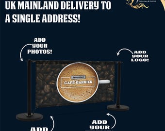 Cafe Barrier - Cafe Banner - Seating Area Divide - Queuing Barriers - Custom made for your business, FREE design set-up, FREE file, FREE PnP