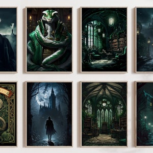 Serpent Poster Bundle - 8 Wizard Poster, Digital Gallery Wall Print, Printable Art, Potter Art, Magical School