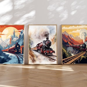 Wizard School Express Poster Set: Magical Train Art (Digital Download)