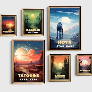 Stars Travel Poster Bundle - Digital Gallery Wall Print, Printable Art, SW Art