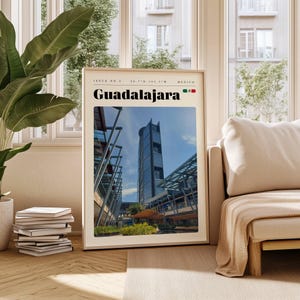 Guadalajara Travel Poster, Mexico Digital Print, Modern Wall Art, Printable Wall Decor, Vintage Cities, Digital Download, Art