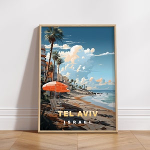 Tel Aviv Travel Poster, Israel Digital Print, Retro Wall Art, Printable Wall Decor, Vintage Middle East Cities, Digital Download, Art