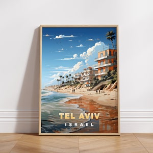 Tel Aviv Travel Poster, Israel Digital Print, Retro Wall Art, Printable Wall Decor, Vintage Middle East Cities, Digital Download, Art