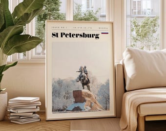 St Petersburg Travel Poster, Russia Digital Print, Modern Wall Art, Printable Wall Decor, Vintage Cities, Digital Download, Art