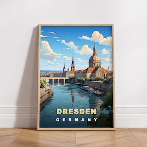 Dresden Germany Travel Poster: Retro Europe Wall Art (Digital Download)