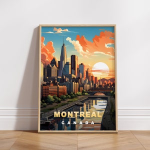 Montreal Reise Poster, Kanada Digitaler Druck, Retro Wandkunst, druckbare Wand-Dekor, Vintage Nordamerika Städte, digitaler Download, Kunst