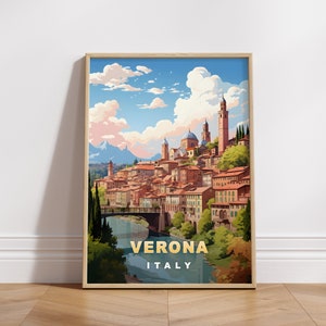 Verona Italy Travel Poster: Retro Europe Wall Art (Digital Download)