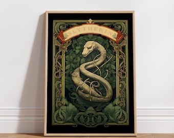 Serpent Emblem - Wizard Poster, Digital Gallery Wall Print, Printable Art, Potter Art, Magical School