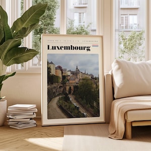 Luxembourg Travel Poster, Luxembourg Digital Print, Modern Wall Art, Printable Wall Decor, Vintage Cities, Digital Download, Art