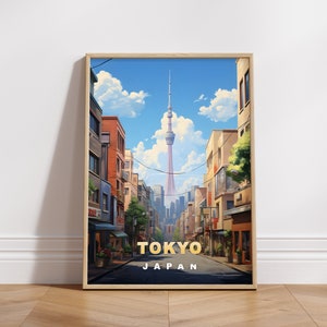 Tokyo Travel Poster: Retro Japan Cityscape Art (Digital Download)