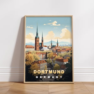 Dortmund Travel Poster, Germany Digital Print, Retro Wall Art, Printable Wall Decor, Vintage Europe Cities, Digital Download, Art Decoration