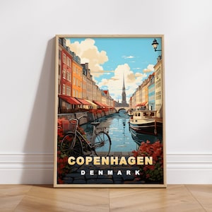 Copenhagen Travel Poster: Retro Denmark Art Print (Digital Download)