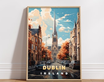 Dublin Ireland Travel Poster: Retro City Wall Art (Digital Download)