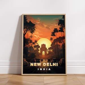 New Delhi Travel Poster: Retro India Wall Art (Digital Download)