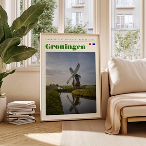 Groningen Travel Poster, Netherlands Digital Print, Modern Wall Art, Printable Wall Decor, Vintage Cities, Digital Download, Art