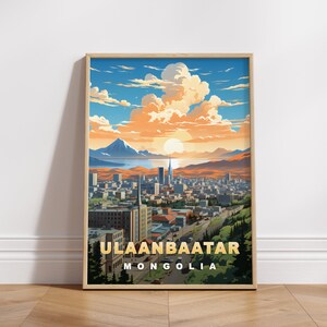Ulaanbaatar Travel Poster, Mongolia Digital Print, Retro Wall Art, Printable Wall Decor, Vintage Asia Cities, Digital Download, Art