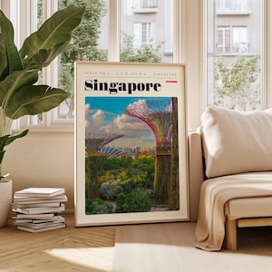 Singapore Travel Poster, Singapore Digital Print, Modern Wall Art, Printable Wall Decor, Vintage Cities, Digital Download, Art