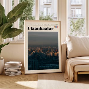 Ulaanbaatar Travel Poster, Mongolia Digital Print, Modern Wall Art, Printable Wall Decor, Vintage Cities, Digital Download, Art