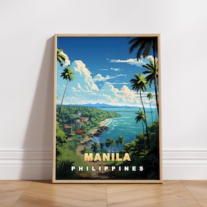 Manila Travel Poster, Philippines Digital Print, Retro Wall Art, Printable Wall Decor, Vintage Asia Cities, Digital Download, Art Decoration
