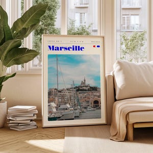 Marseille Travel Poster, France Digital Print, Modern Wall Art, Printable Wall Decor, Vintage Cities, Digital Download, Art